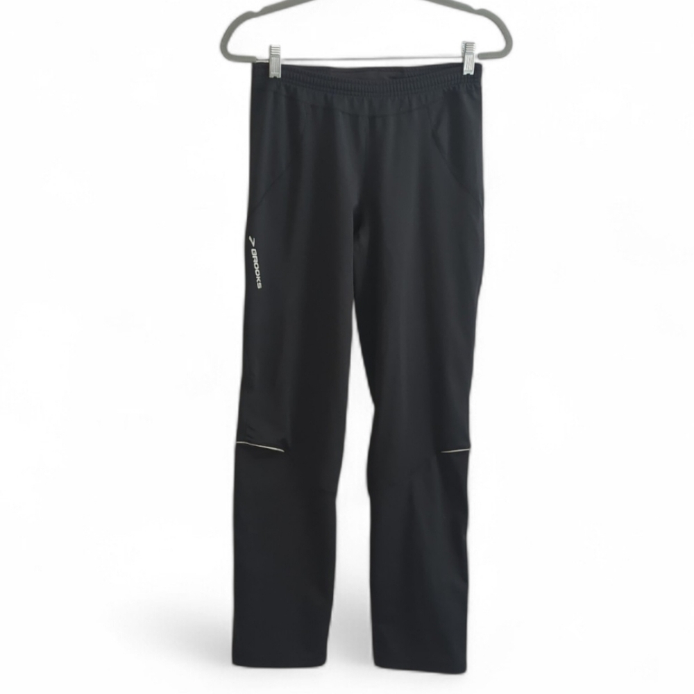 Brooks Black Fleece Lined Zip Ankle Leggings Zip Coin Pocket & Drawstring Size M